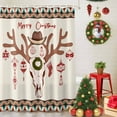 thumbnail image 5 of Shower Curtain 66"W x 72"L Merry Christmas Deer Skull Dots Stripes Linen Fabric Shower Curtains Set with Hooks Water Repellent Bathroom Curtains Machine Washable Bathroom Accessories, 5 of 9