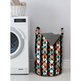 thumbnail image 3 of Modern Laundry Bag, Vector Contemporary Design Geometric Hexagonal Detailed Image, Hamper Basket with Handles Drawstring Closure for Laundromats, 13" x 19", Turquoise Salmon, by Ambesonne, 3 of 4