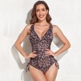 thumbnail image 1 of KAWELL Ruffle One Piece Swimsuits for Women V Neck Ruched Tummy Control Bathing Suits High Cut Monokini, 1 of 5