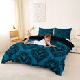 thumbnail image 3 of Homewish Moody Halloween Bat Duvet Cover Queen,Gothic Damask Pattern Queen Bedding,Teal Black,Black Reversible,3pcs,1 Duvet Cover and 2 Pillowcases, 3 of 6
