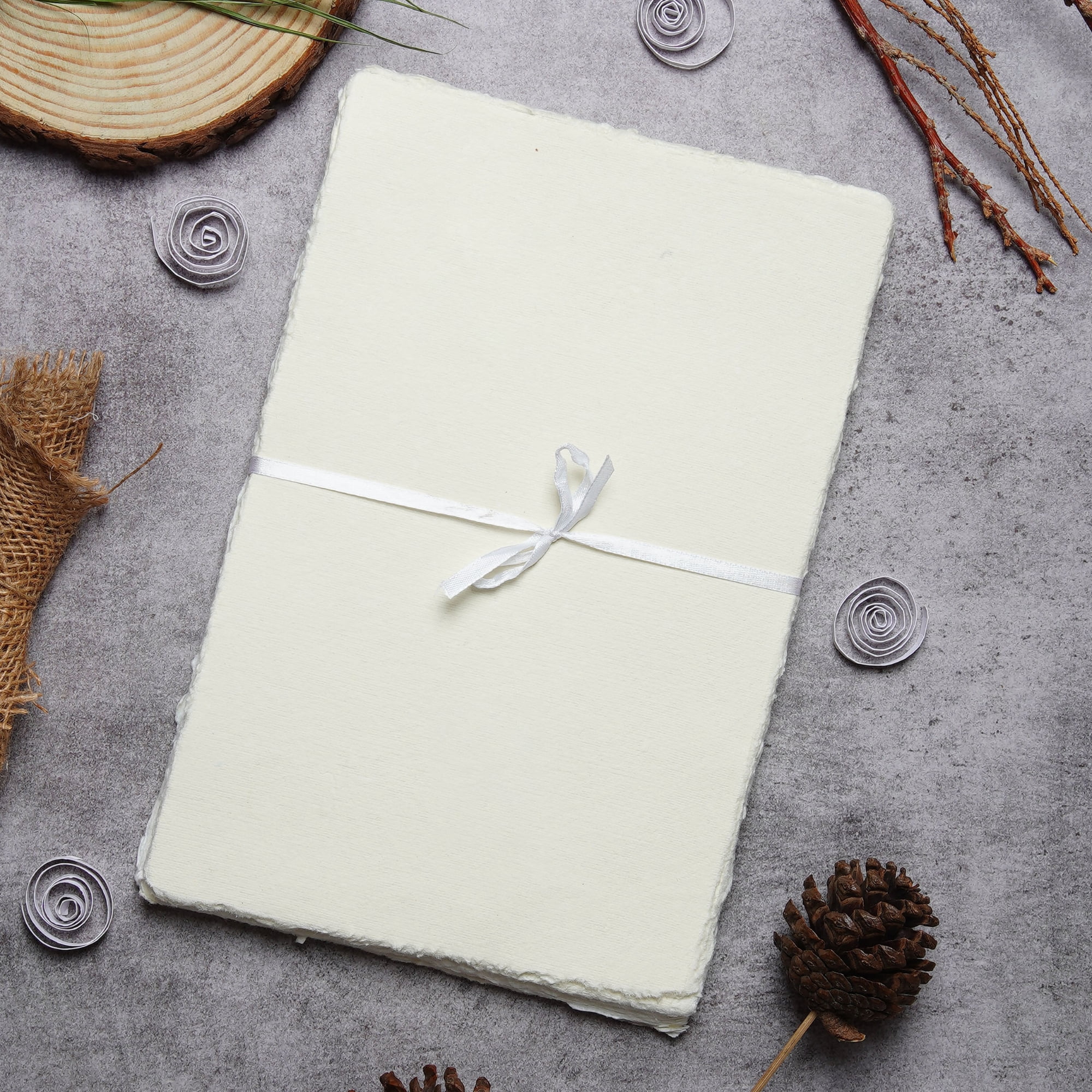 Leather Village - Handmade Cotton Watercolor Paper - 8 x 6 - 200 GSM - Offwhite