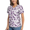 thumbnail image 2 of Wukai Violets Flowers Classic V-Neck T-Shirt for Women: Comfortable, Stylish, and Versatile Wardrobe Essential-X-Large, 2 of 7
