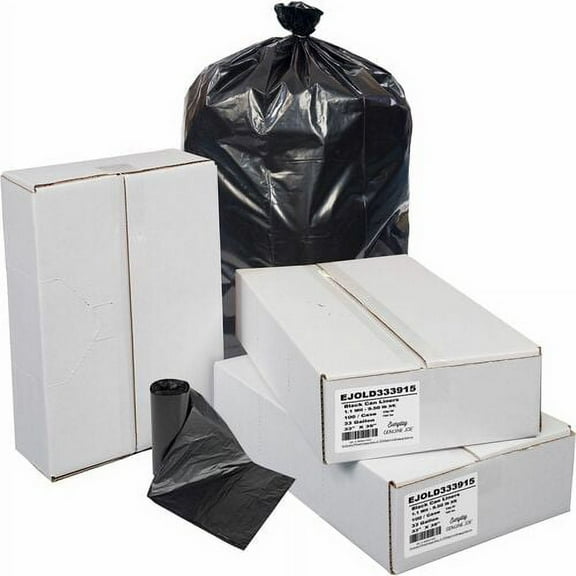 Everyday Genuine Joe Low-Density Can Liners - 33 gal Capacity - 33" Width x 39" Length - 1.10 mil (28 Micron) Thickness - Low Density - Black - Resin - 100/Carton - Office Was | Bundle of 2 Cartons