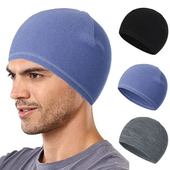 Visland Men Women Beanie Hat, Fashion Stretchy Solid Color Windproof Elastic Helmet Liner Skull Cap for Cycling Running Motorcycle Skiing