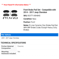 thumbnail image 2 of Front Brake Pad Set - Compatible with 2014 - 2017 Jeep Cherokee 2015 2016, 2 of 2