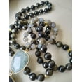 thumbnail image 2 of EOEMY Natural Labradorite Obsidian Pendant Gold Obsidian Stone Beads Knoted Necklace-30 Inch, 2 of 6