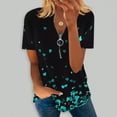 thumbnail image 2 of Dyegold Summer Tops for Women 2023 Trendy, V Neck Summer Tops for Women 2023 Trendy Sunflower Print Half Zip Tshirt Short Sleeve Dressy Casual Blouse ​Tunics, 2 of 5