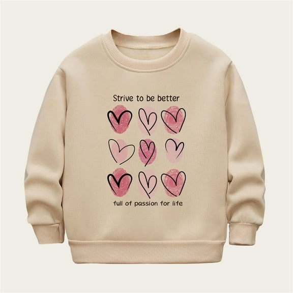 SGFCWSX Girls Oversized Sweatshirt Crew Neck Fleece Lined Pullover Sweatshirts Kids Soft Long Sleeve Top Khaki Size 5 Years