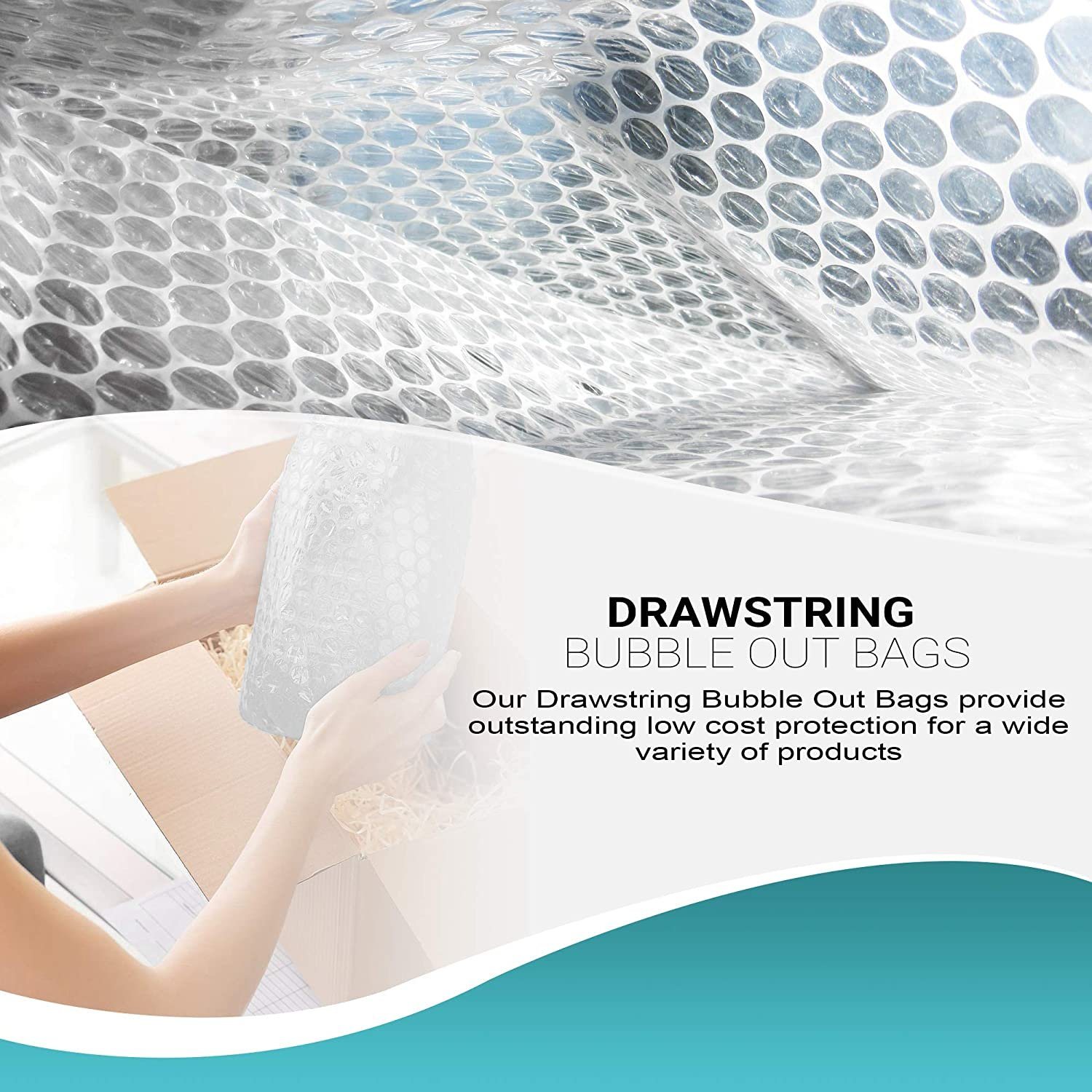 Pack of 10 Drawstring Bubble Out Bags 12 x 16. White Bubble Bags 12x16, Double Walled Bubble Pouch Bags for Packing, Moving, Shipping, Mailing, Bubble Cushioning Wrap Bags.