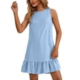 thumbnail image 6 of JoveMarine Cocktail Dresses for Women Color Vest Skirt - Ruffle Edge Sleeveless Flounce Hem Casual Summer Mini Dress with Cotton Blend,Sky Blue XL, 6 of 8