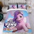 thumbnail image 4 of Mi Pequeño Poni Conjunto de sábanas temático, trío de piezas, cómodo y amigable con la piel, diseño único, regalo de decoración para el hogar para familiares, amigos y fans,135cm *200cm, 4 of 6