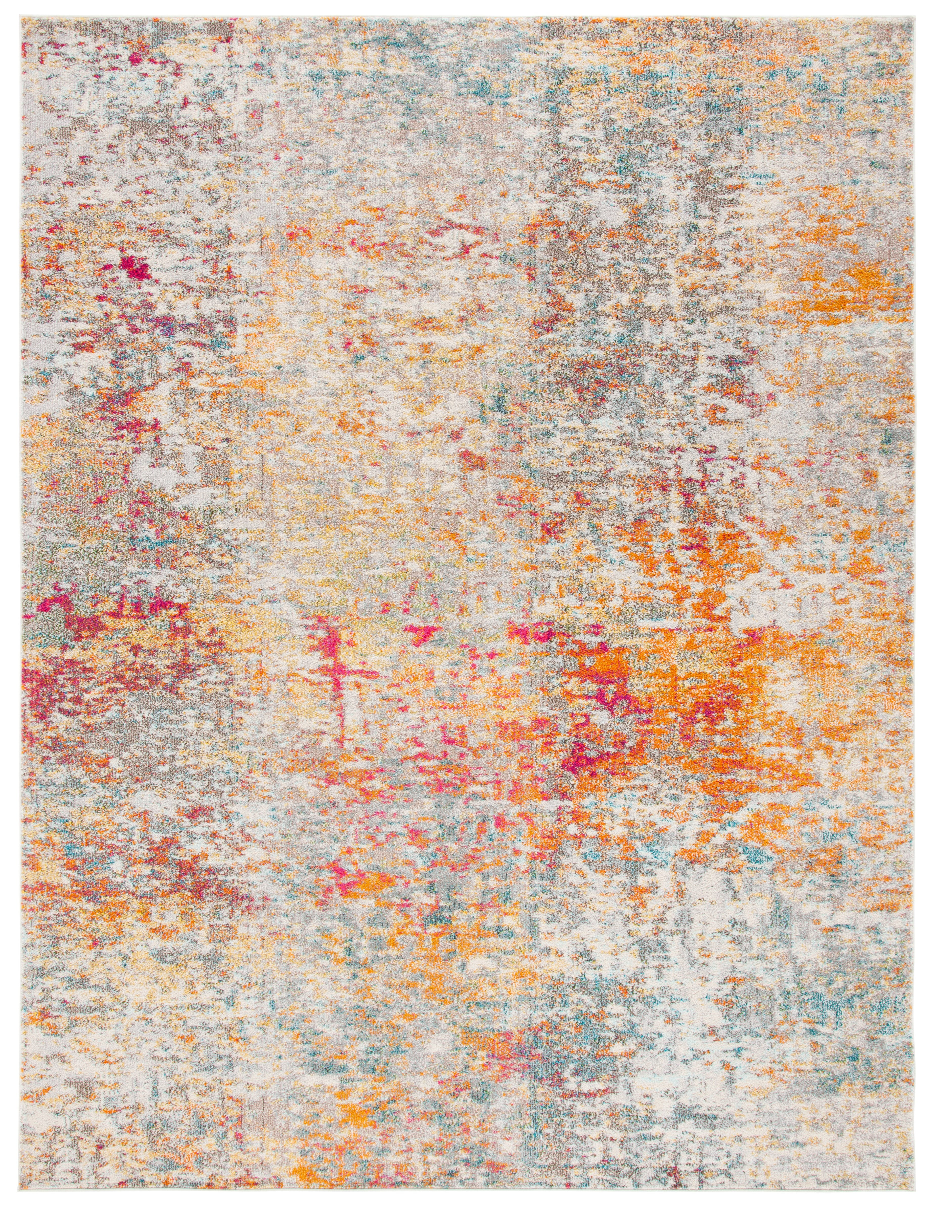 SAFAVIEH Madison Kebo Abstract Area Rug, Grey/Turquoise, 10' x 14' - X-Large - Modern Design, Grey & Turquoise, Ideal for Living Room, Bedroom, Dining Space