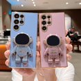 thumbnail image 2 of Compatible with Samsung Galaxy S22 Ultra Electroplated Case Women Girls Plating Astronaut Hidden Stand Case Camera Lens Protection Soft Case for Samsung Galaxy S22 Ultra 6.8 inch (Gray), 2 of 7
