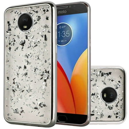 GSA Glitter Electroplated Shock Proof Case For Motorola Moto E4 Plus 4G Silver