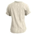 thumbnail image 2 of Camisa de punto jacquard holgada con cuello en V para mujer: manga corta, detalle de cordones, informal de verano, fácil de cuidar, 2 of 2