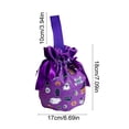 thumbnail image 3 of Trick Or Treat Drawstring Halloween Candy Bucket Bag, Gothic Spooky Tabletop Candy Station Decor, Reusable Polyester Treat Tote for Entryway and Porch Seasonal Displays, 3 of 6