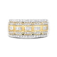 thumbnail image 2 of Haus of Brilliance 10K White and Yellow Gold 1.00 Cttw Womens Prongs Baguette and Round cut Diamond Art Deco Multi-Row Ring Band (I-J Color, I1-I2 Clarity) - Ring Size 9, 2 of 7