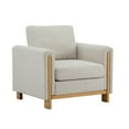 thumbnail image 2 of Ernest Mid-Century Modern Fabric Accent Armchair, Upholstered Club Chair with Solid Wood Frame, Beige+Natural, 2 of 8