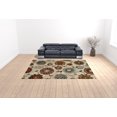 thumbnail image 2 of 10' X 13' Ivory Blue Gold Green Orange Rust And Teal Floral Power Loom Stain Resistant Area Rug, 2 of 5