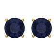 thumbnail image 3 of Clara Pucci 3Ct Blue Sapphire Round Cut VVS1 Screw Back Stud 18k Solid hypoallergenic Gold Designer Earrings For September, 3 of 7