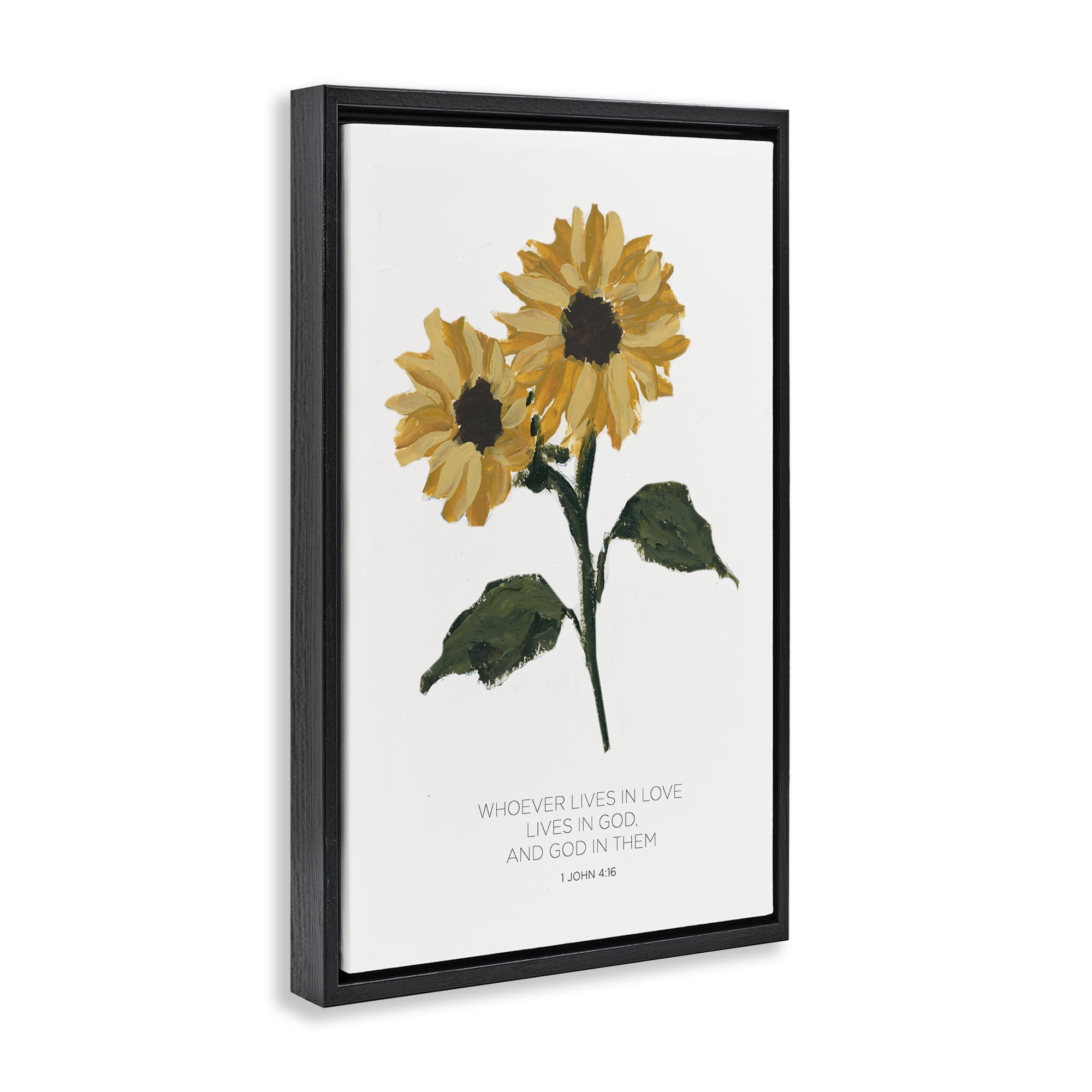 Stupell Industries Proverb with Sunflowers Religious Painting Black Floater Framed Art Print Wall Art, 21 x 31