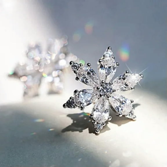 K-KED 925 Silver Stud Earring Women Gorgeous Cubic Zircon Anniversary Jewelry-Silver