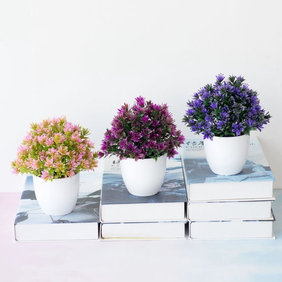 D-GROEE Artificial Potted Plants Plastic Faux Flowers Realistic Simulated Plants for Bathroom Home Office Desk Decoration