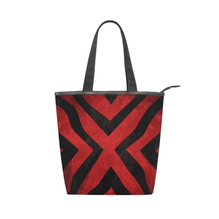 Large Capacity Canvas Tote Bag with Zipper Durable Canvas & Leather Shoulder Handbag All-over Print Tote for Work Commuter Shopping Travel Crimson Cross Of The Wild
