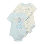 Disney Baby Wishes + Dreams Lilo & Stitch Baby Boys or Girls Bodysuit, 3-Pack, Sizes Newborn-18 Months