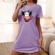 thumbnail image 1 of Camisón corto de talla grande para mujer, camisón de manga corta con estampado de pecho a la moda, camisón para mujer, 1 of 5
