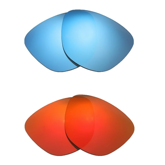 Walleva Polarized Fire Red   Ice Blue Replacement Lenses For Oakley Moonlighter Sunglasses
