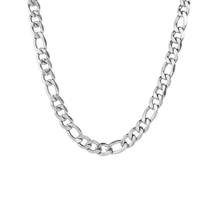 Men's Stainless Steel Beveled Figaro Chain Necklace (12 mm)