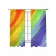 thumbnail image 2 of Sheer Curtains 72 Inches Long, Abstract Ombre Colored, Light Filtering Window Curtains for Living Room, Rainbow Watercolor Painting Art Rod Pocket Voile Sheer Curtain Drapes, 52"W x 72"L, 2 Panels, 2 of 8