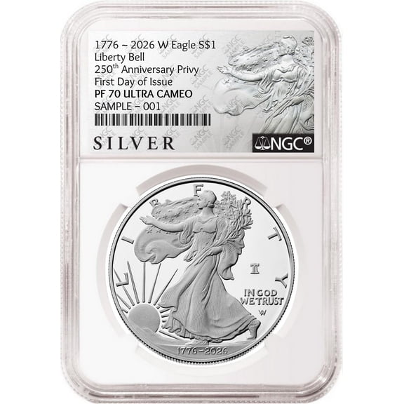 2026 W 250th Anniversary Proof Silver Eagle NGC PF 70 UC, First Day of Issue ALS