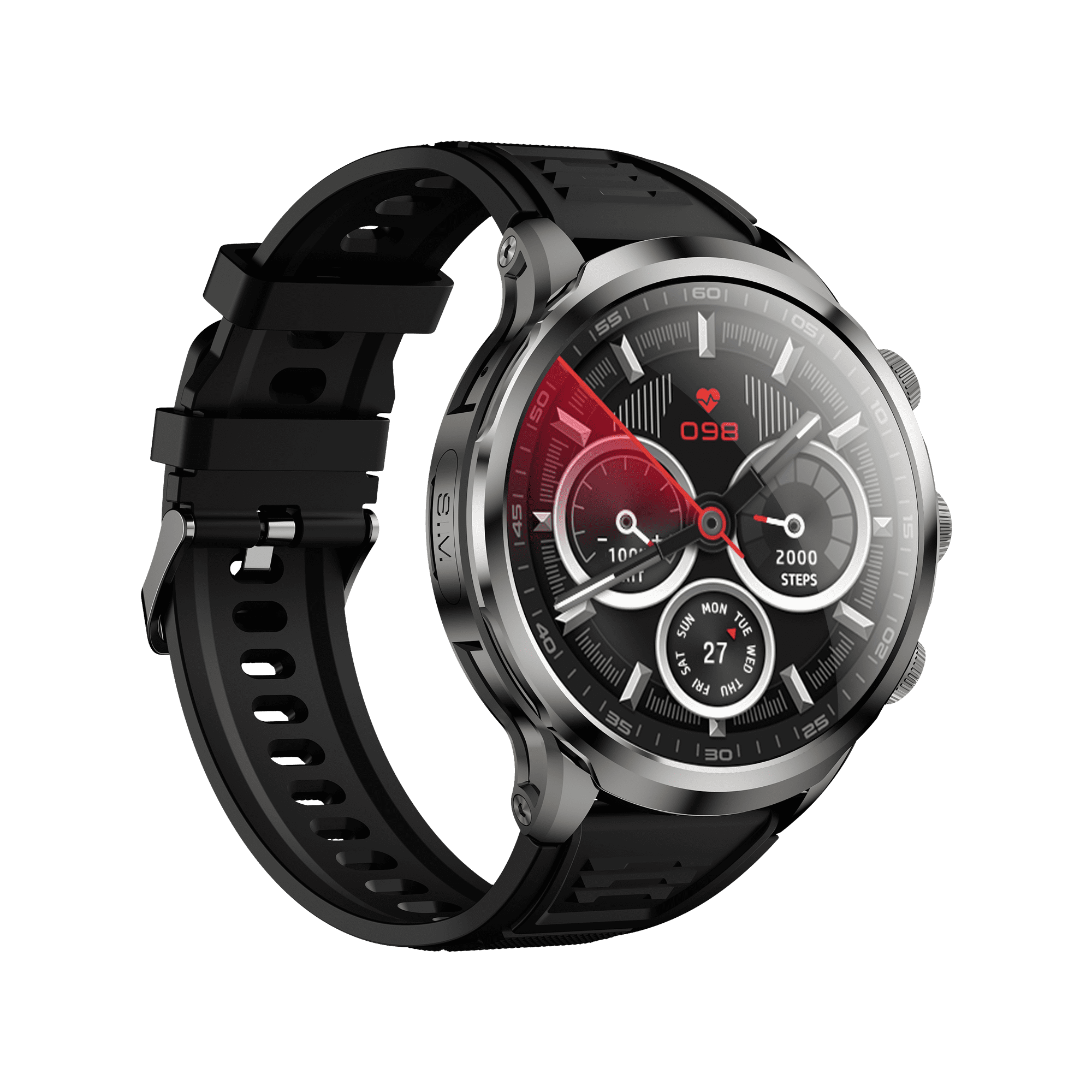 E EYAFA Android System Smart Watch H18Pro with 3GB RAM and 32GB ROM 1.95 inch AMOLED Screen 1880mAh Battery for Men and Women-Black