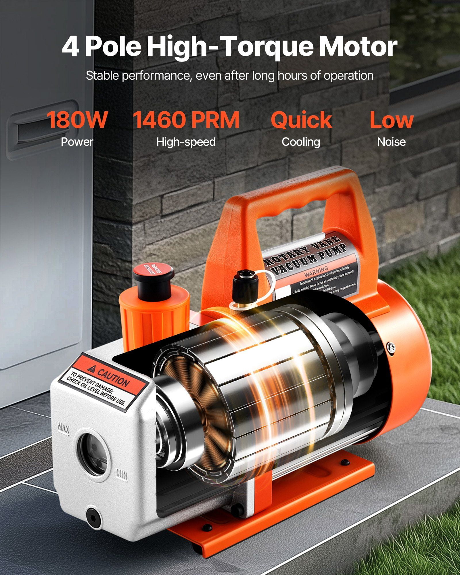 3.5 CFM 1/4 HP Single Stage Rotary Vane AC Vacuum Pump for HVAC R134a R22 R410a Systems Automotive AC Maintenance Resin Degassing with Oil Bottle 1720 RPM