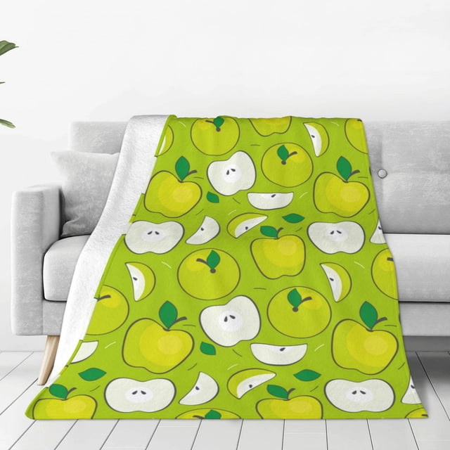 Fotbe Green Apple Manta de Franela Acolchonada con Estampado, Súper Suave y Esponjosa, Extra Grande para Sofá, Cama, Uso Todo el Año-40"x30"