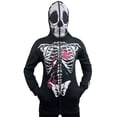 thumbnail image 2 of Notus Women’s Full Face Skeleton Skull Zip-Up Hoodie Sweatshirt Perfect for Halloween Costume Long Sleeve Sweatshirt Black XL, 2 of 7