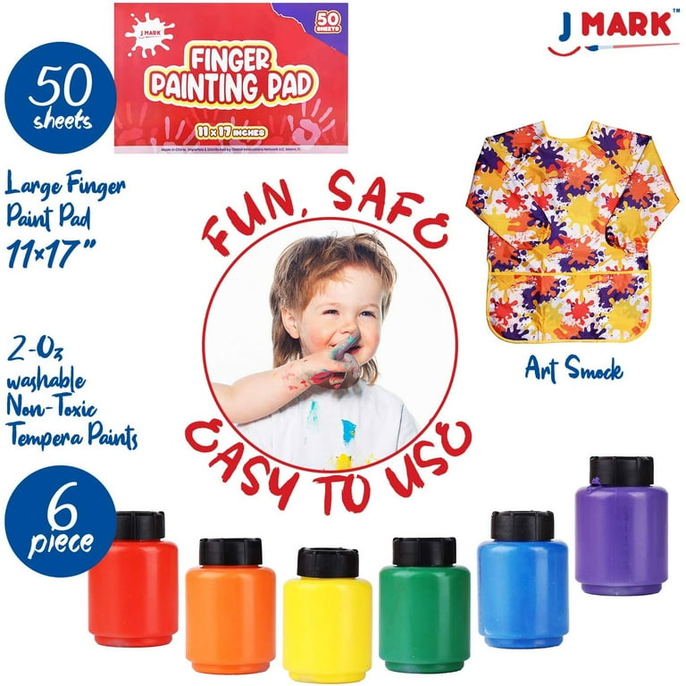 Washable Finger Paint Set for Kids – 8-Piece Set with 50-Sheet Large Paper  Pad