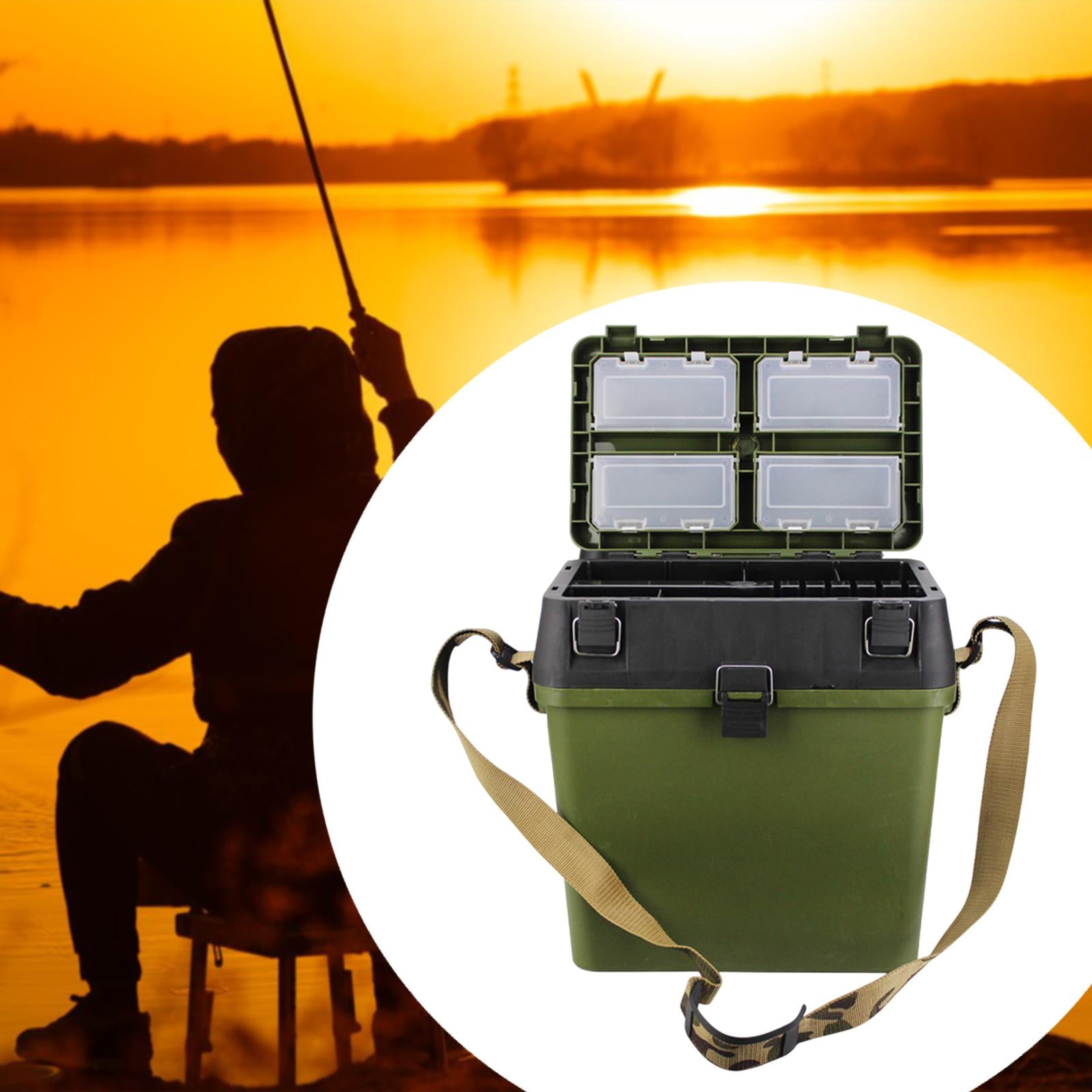 harayaa ing Tackle Box Trunk Storage Box Portable Folding Handheld Multifunctional ing Tool Gear Hooks Lures Case Bucket Dark Green