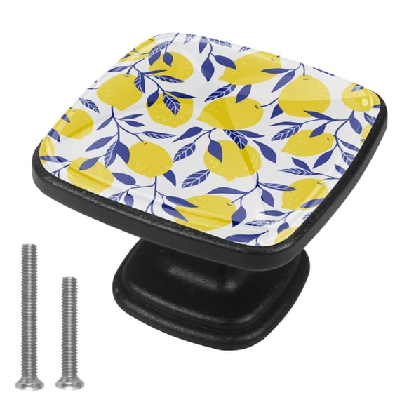 4 Pcs Cabinet Handle Drawer Pulls Lemon Knobs with Screws Square Furniture Office Cabinet Knob Decoration