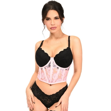 

Lavish Light Pink Sheer Lace Underwire Waist Cincher Corset