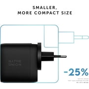Native Union Fast GaN Charger PD 67W – USB-C Multi-Device Ports with US/CA, EU, UK Adapters (Black)