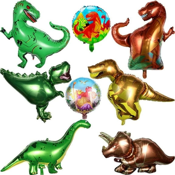 Balloon Dinosaurs, 8pcs Dinosaur Foil Balloon Sets,Giant Foil Dinosaur Balloon Jurassic World Birthday Party Supplies Jungle Style Large Balloon for Party and Shop