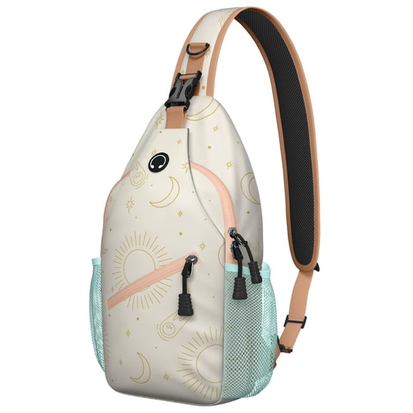 Gothic Celestial Sling Backpack Sun Moon Astrology Starry Night Cosmic Spiritual Witchy Artistic Pattern Aesthetic Crossbody Bag for Travel and Daily Use