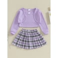 thumbnail image 4 of Lamuusaa Kids Girl 3 Piece Outfit Waffle Camisole and Plaid Pleated Skirt Long Sleeves Cardigan Set for Toddler Summer Clothes, 4 of 8