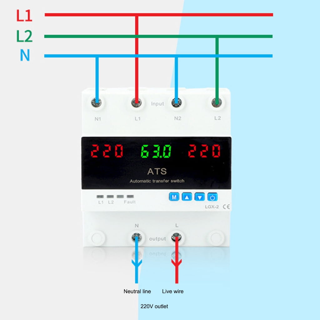Zeiwohndc Double Power Automatic Transfer Switches 63A 220V Over Under Voltage Defense