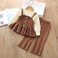 thumbnail image 6 of ITSAME Girls 2-Piece Long Sleeve Peplum Top and Pants Set Fall Winter Casual Knit Clothing Outfit Khaki Size 1T, 6 of 7