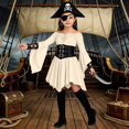 thumbnail image 5 of WOYY Little Girls Off The Shoulder Medieval Dress Bell Sleeve Asymmetrical Swing Dresses, 5 of 6