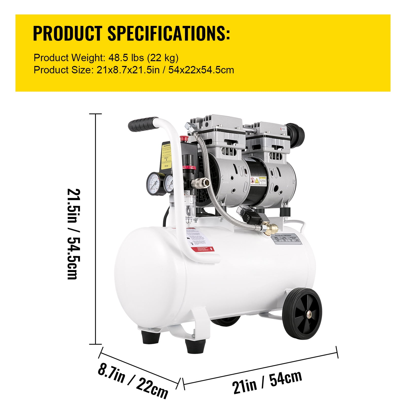 BENTISM Air Compressor 6.6 Gallon, Portable Air Compressor 1 HP, Oil Free Air Compressor Steel Tank 750W, Pancake Air Compressor 115 PSI, Ultra Quiet Compressor for Home Repair, Tire Inflation